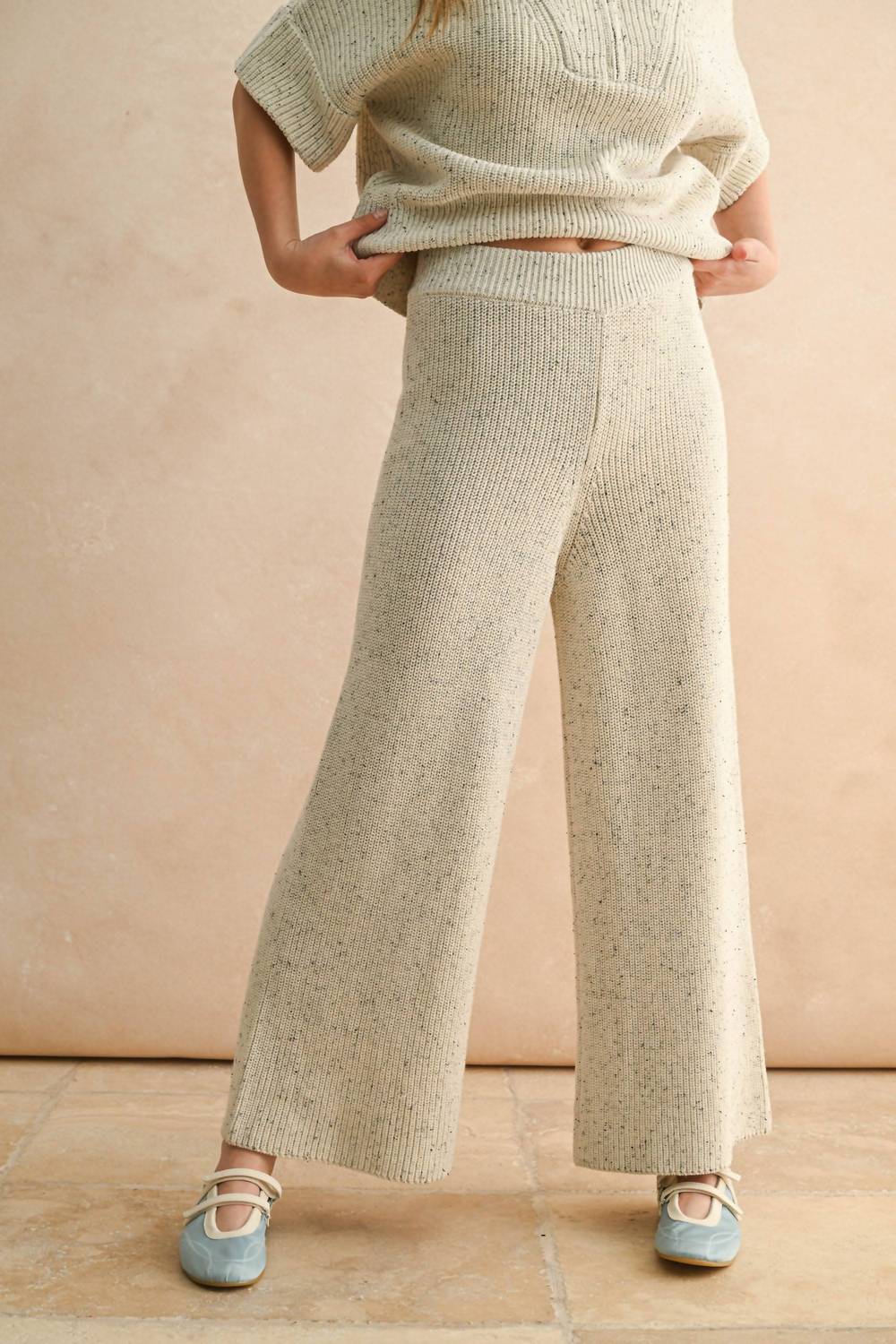 Miou Muse - Salt And Pepper Knitted Pants