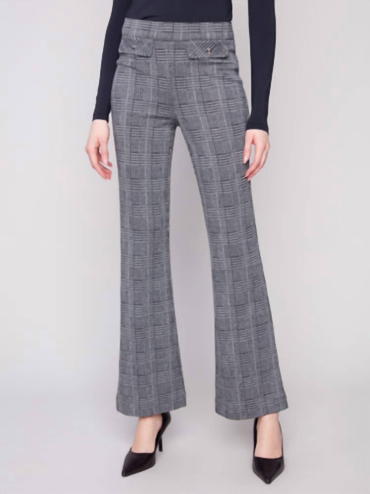 Charlie B - Glen Plaid Flare Pants