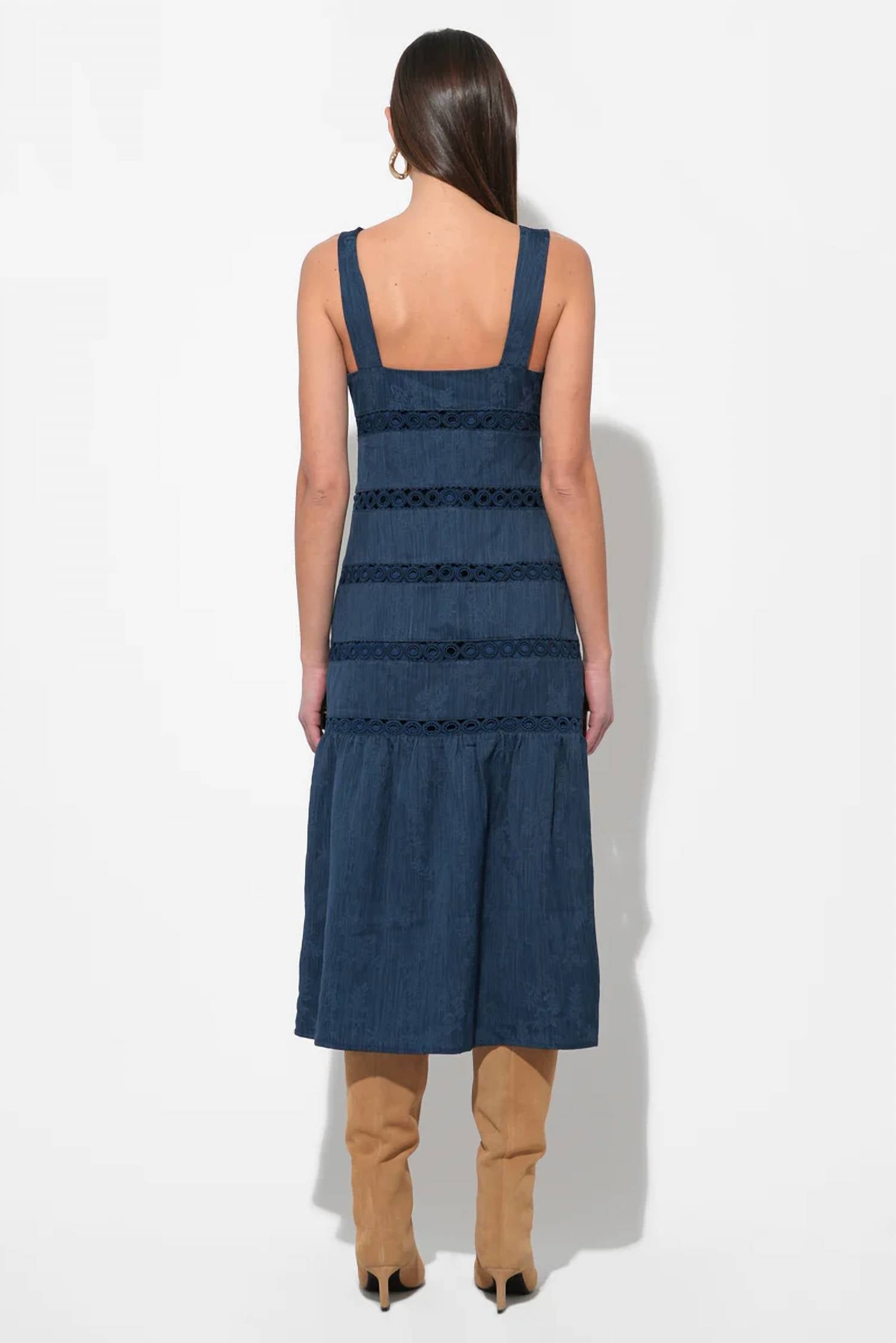 Adelyn Rae - Sable Tiered Lace Insert Midi Dress