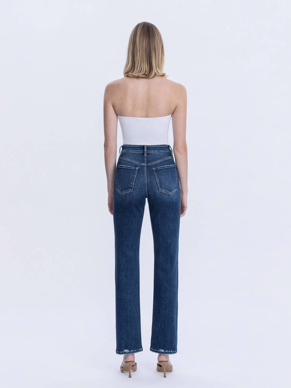 VERVET BY FLYING MONKEY Celestial Glow High Rise Full Length Straight Jeans in dark wash - women's jeans - view 5