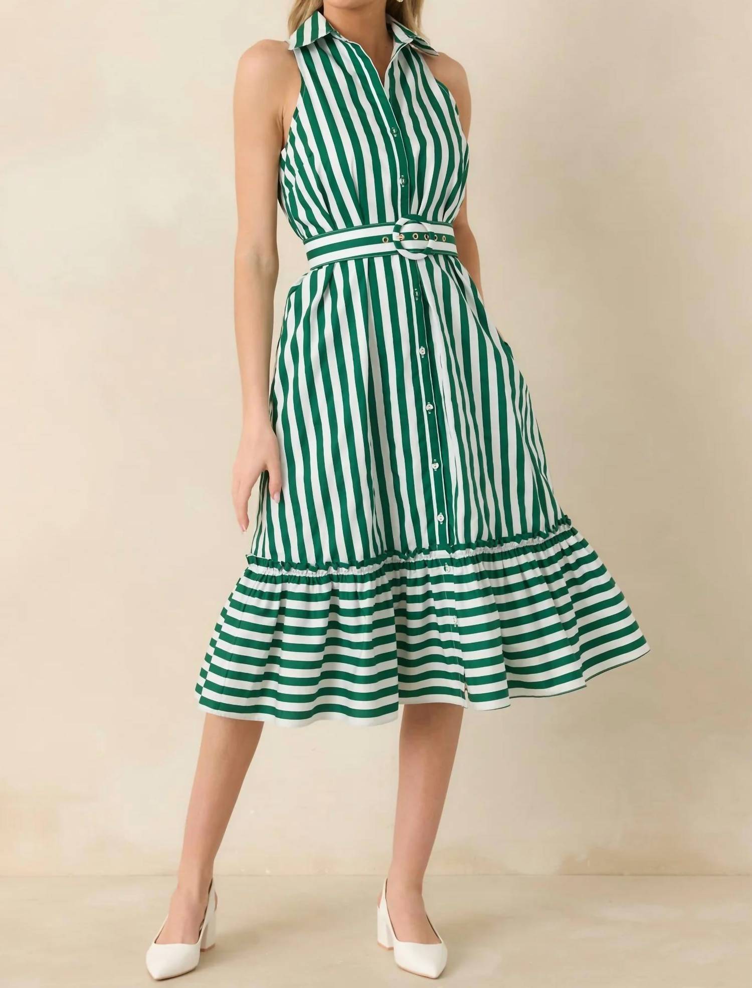 Prosperina - Lourdes Stripe Cotton Midi Dress