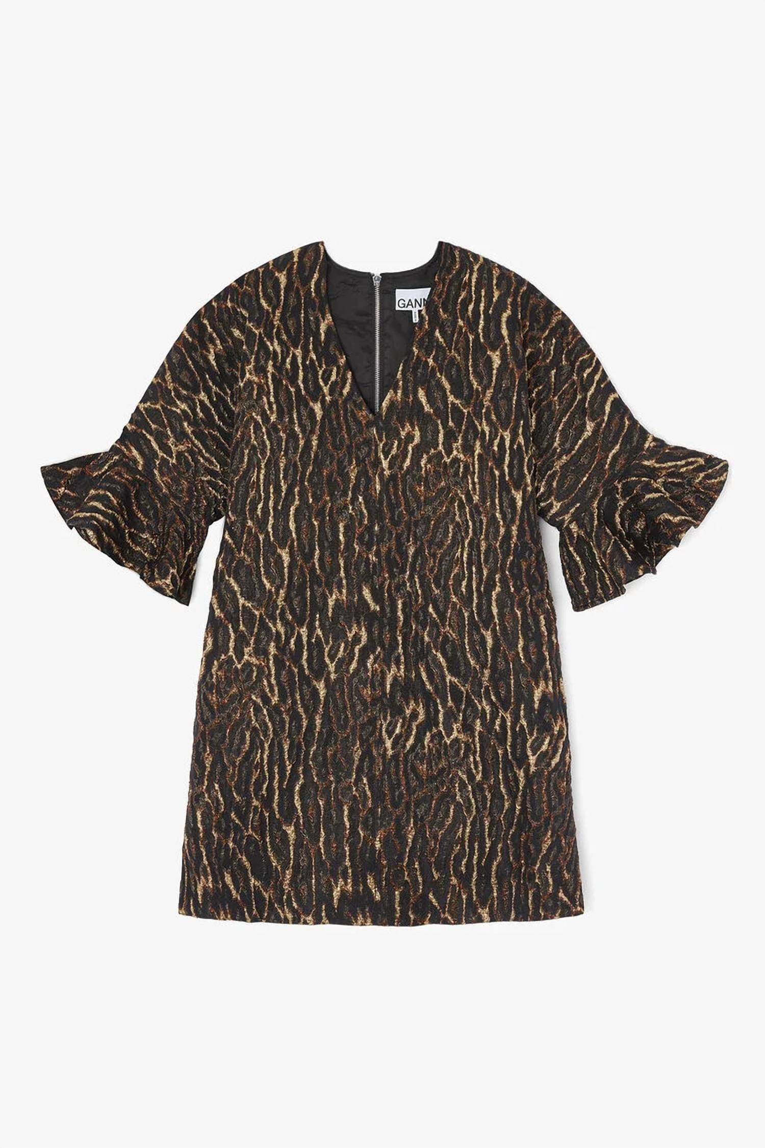 Ganni - Metallic Cloque Mini Boxy Dress