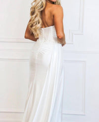 Cinderella Divine - Whitley Strapless Satin Slit Formal Dress