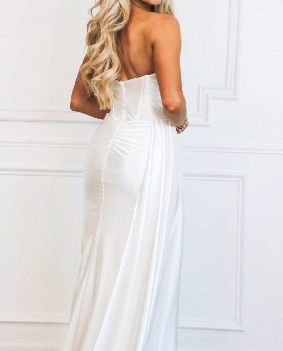Cinderella Divine - Whitley Strapless Satin Slit Formal Dress
