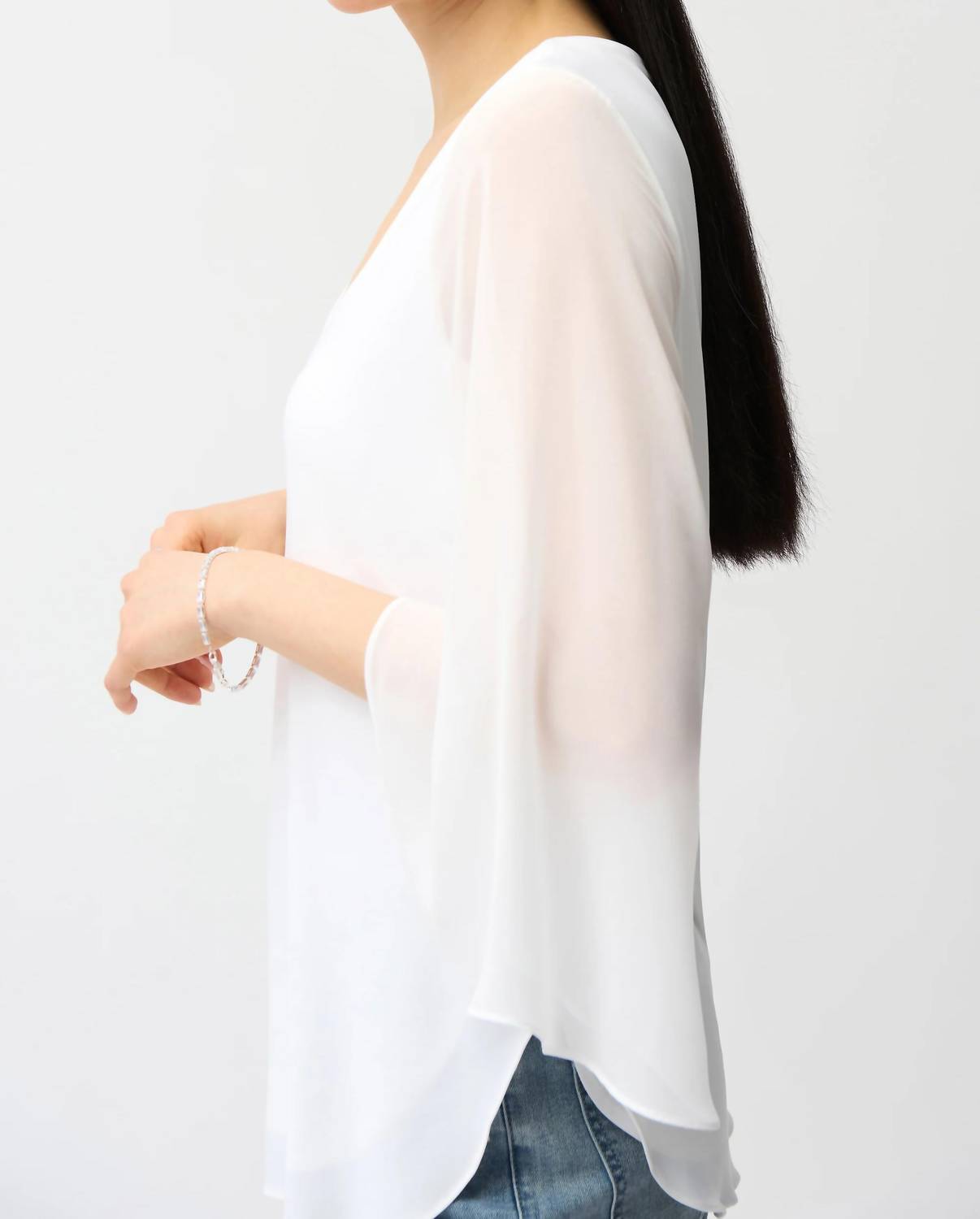 Joseph Ribkoff - Silky Knit Straight Tunic With Chiffon Tulip Sleeves