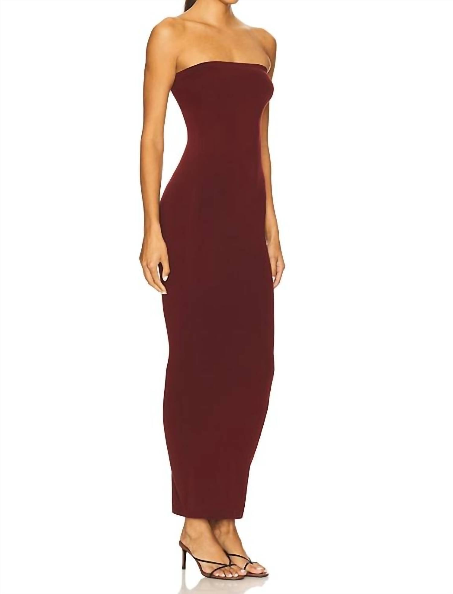 Wolford Fatal Strapless Maxi Dress in midnight red - women's dress - alternate view