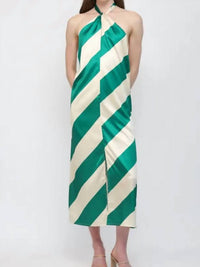 Fate - Diagonal Stripes Halter Dress