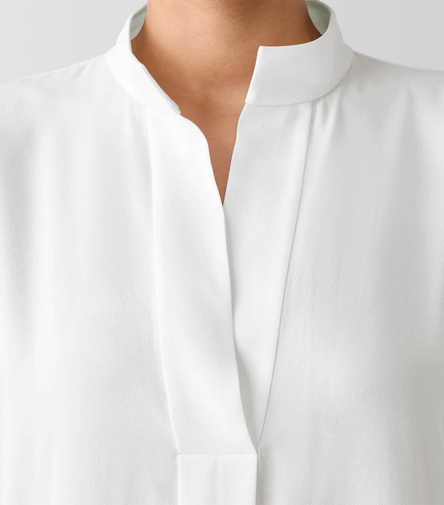 Eileen Fisher - Silk Georgette Stand Collar Tunic