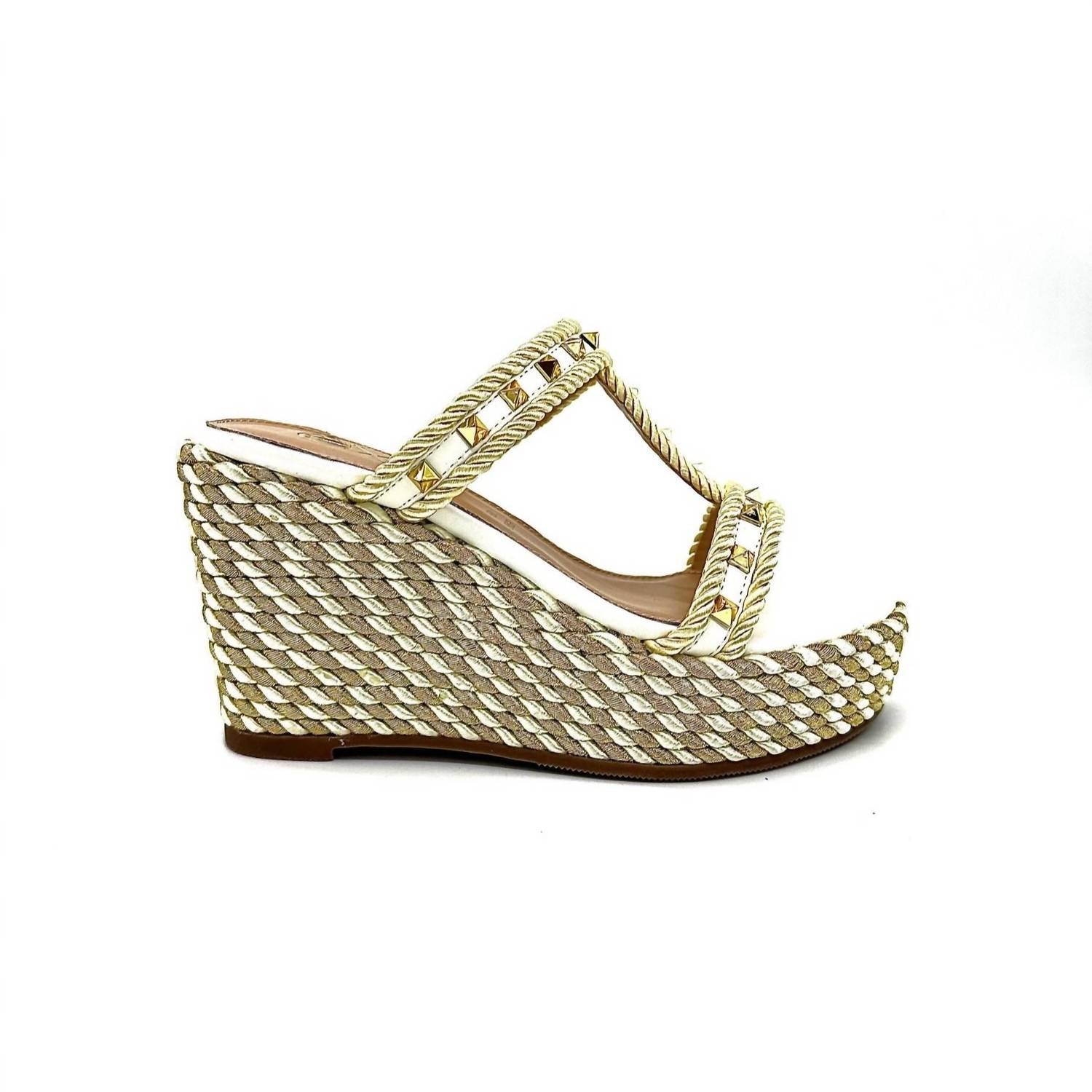 Exe Women's Valeria Wedge Sandal in gold white - women's sandal