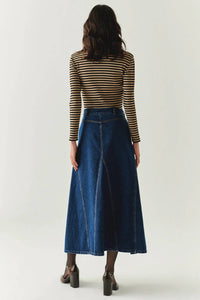 EXQUISE Araya Denim Skirt in blue - women's skirt - detail view