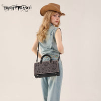 Trinity Ranch - Floral Tooled Leather Western Satchel Tote Bag