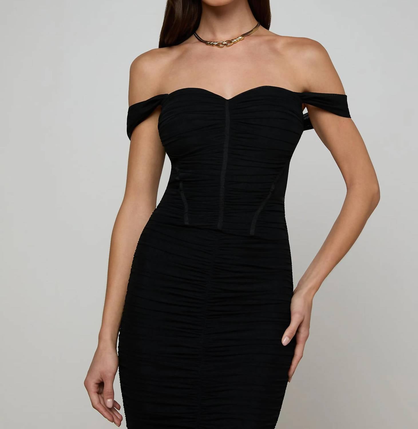 L'Agence Asuka Mesh Corset Top in black - women's blouse
