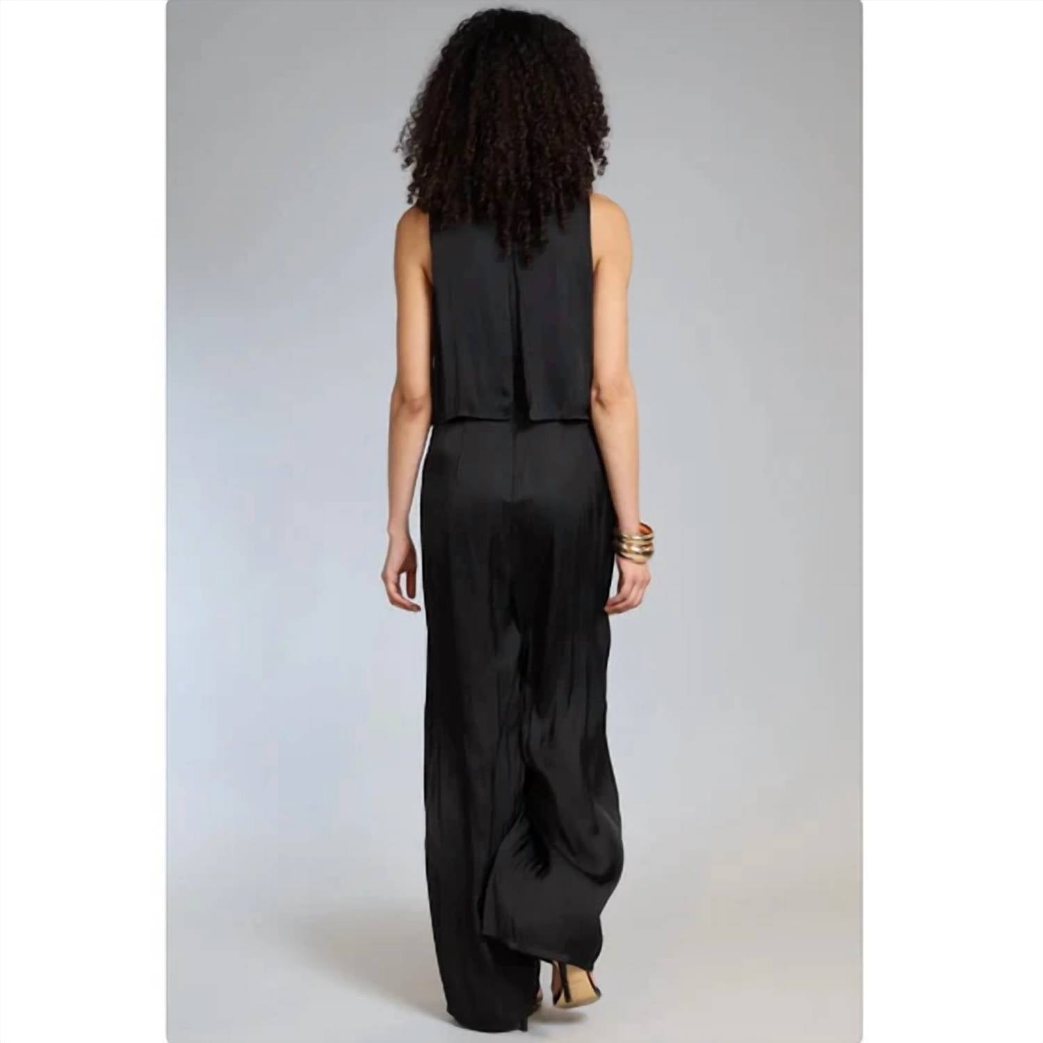Lola & Sophie - Tiered Ruffle Satin Jumpsuit
