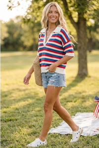 Sewn And Seen - Americana Striped Lightweight Sweater