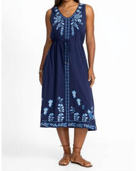 Johnny Was - Yadira V‑neck Drawstring Knit Dress - Plus