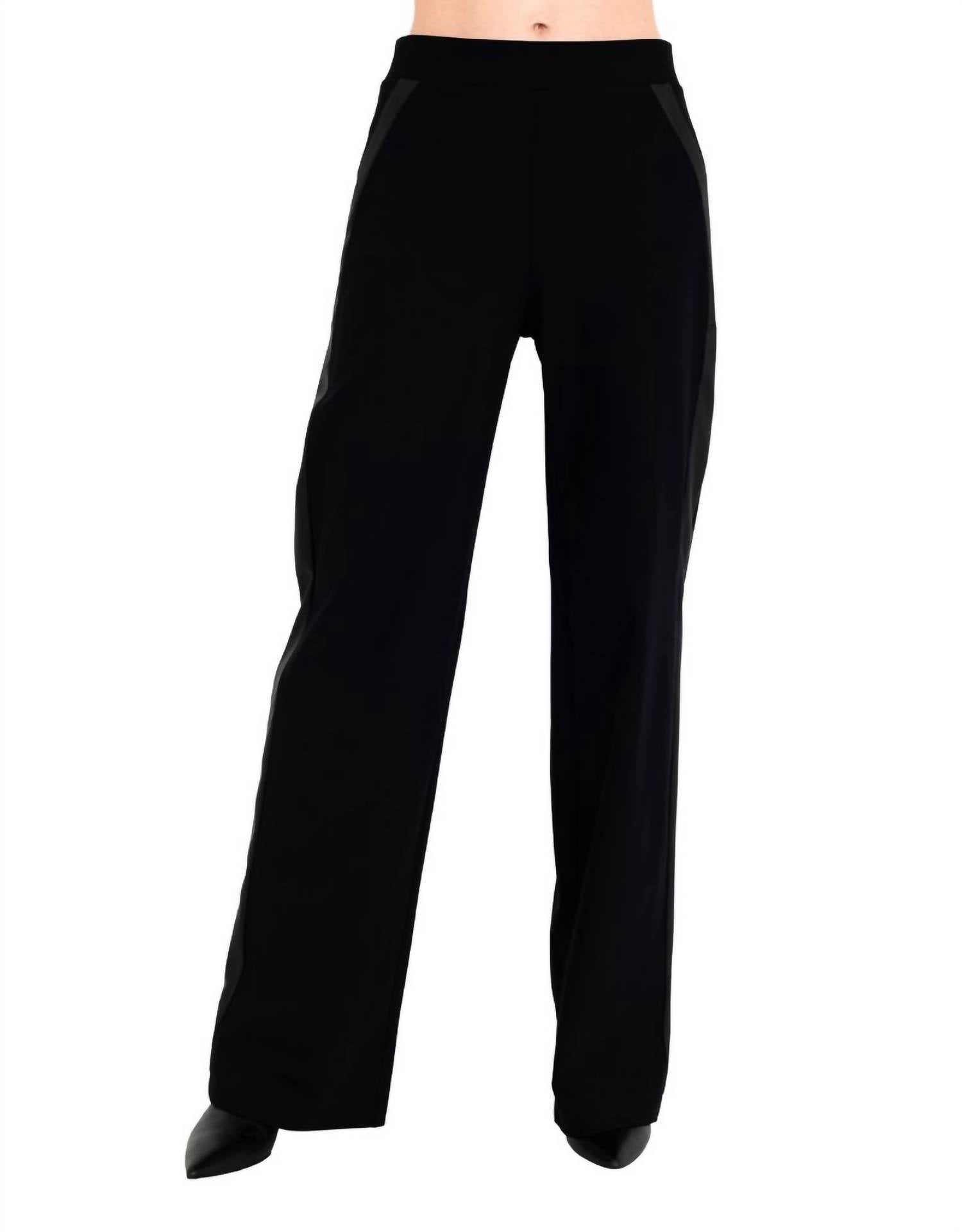 Elaine Kim - Clovis Tech Stretch Slouchy Pants With Vegan Leather Stripe