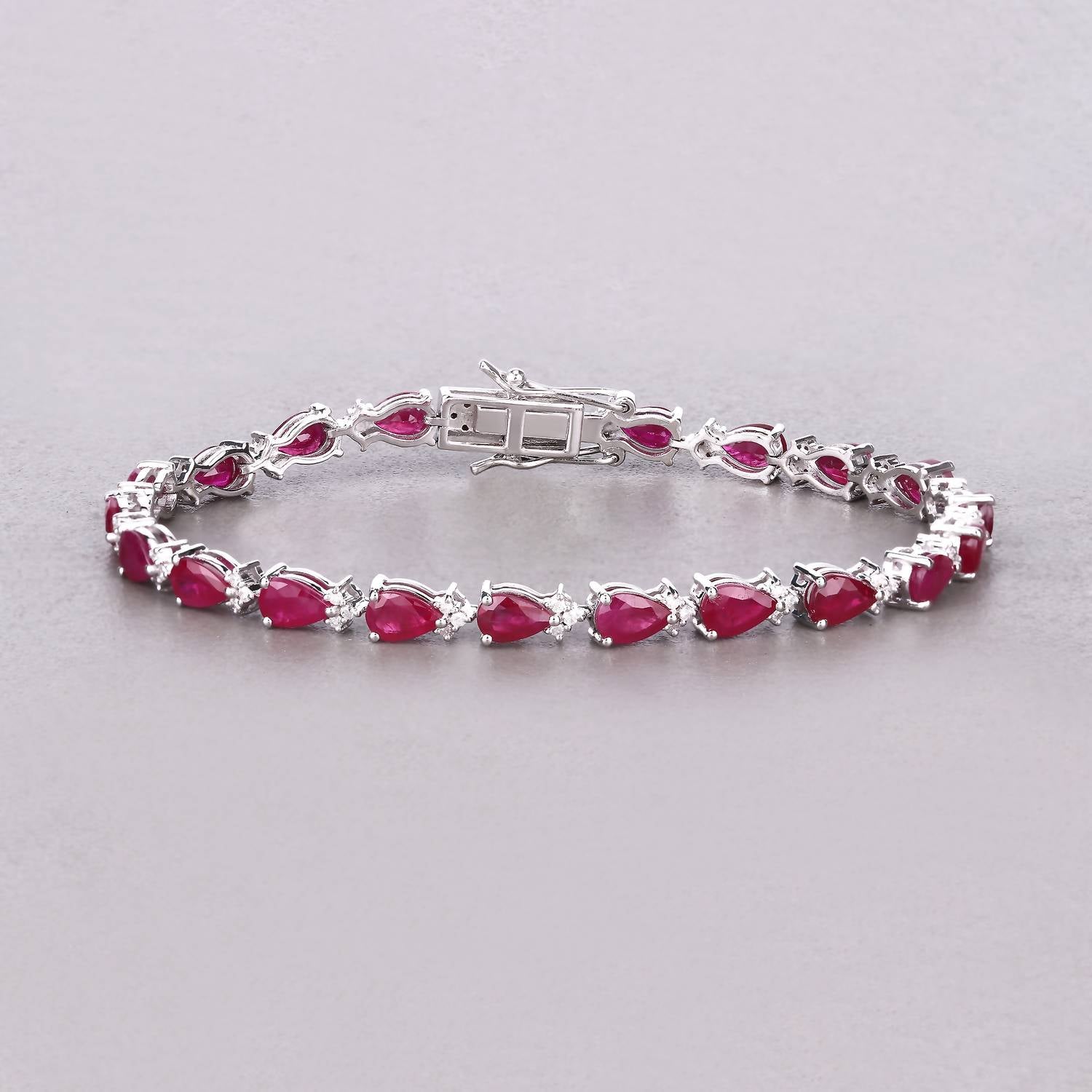 Diana M Jewels - Women's Pear Natural Mozambique Ruby Bracelet (8.90 Ct) - Elegant Plus