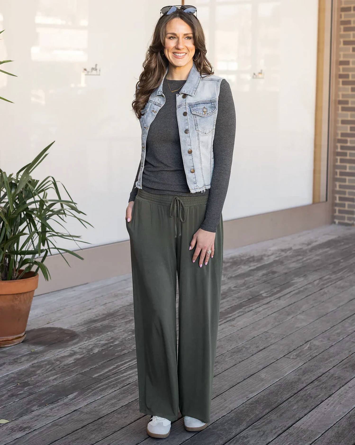 Grace And Lace - Smocked Wide Leg Pant