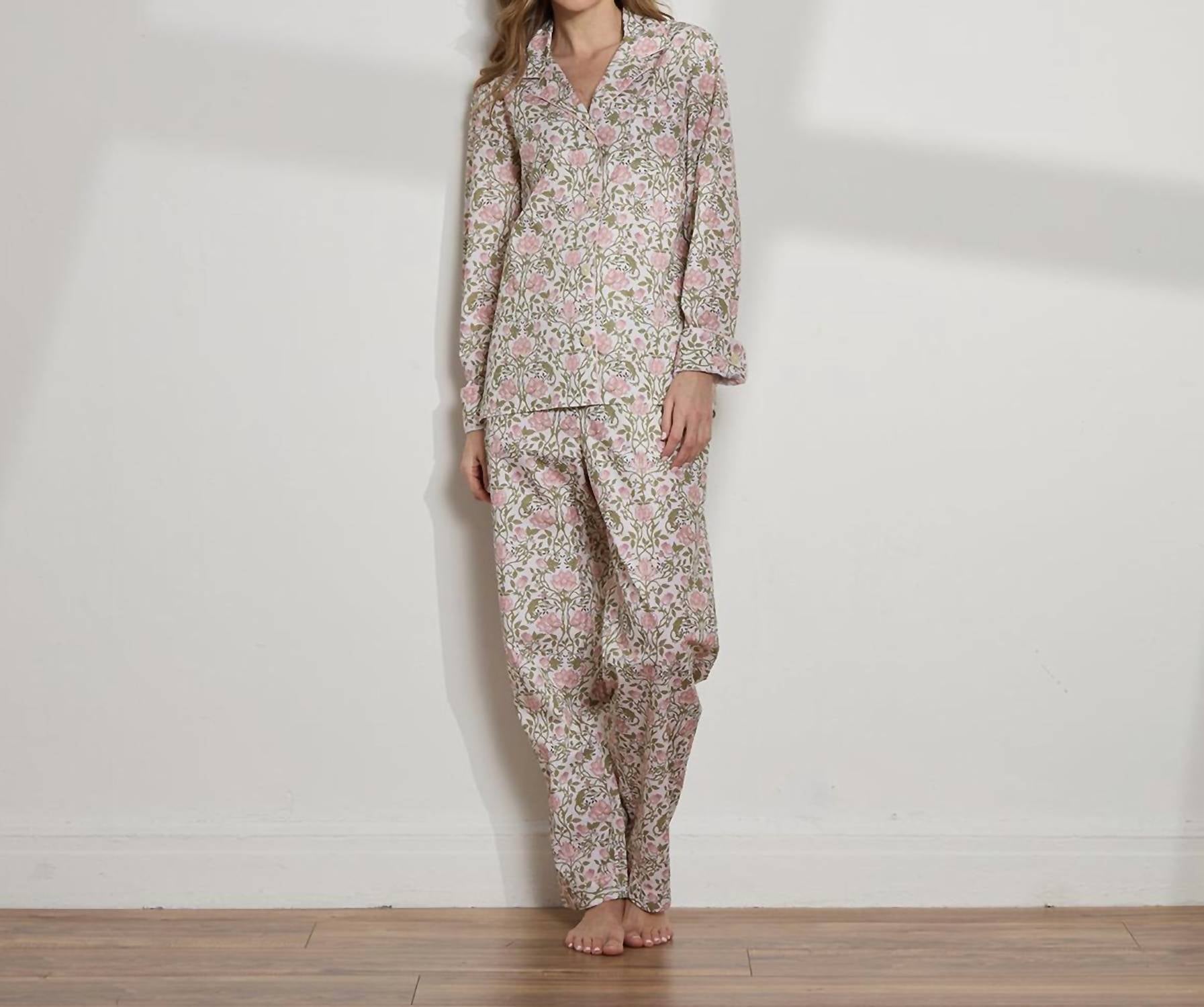 The Sleep Code - Women's Printed Floral Cotton Long Pj Set