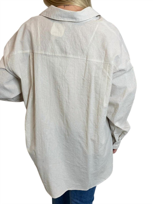 Easel - Oversized Mini Stripe Button Down Shirt