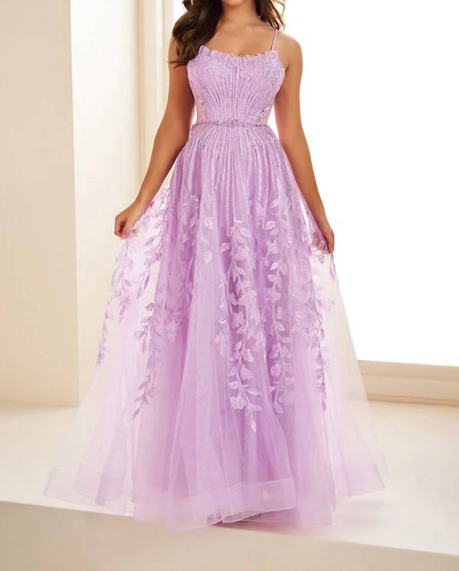 Ellie Wilde - Glitter Lace Formal A Line Prom Dress
