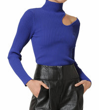 Line And Dot - Nico Mock Neck Long Sleeve Ribbed Sweater