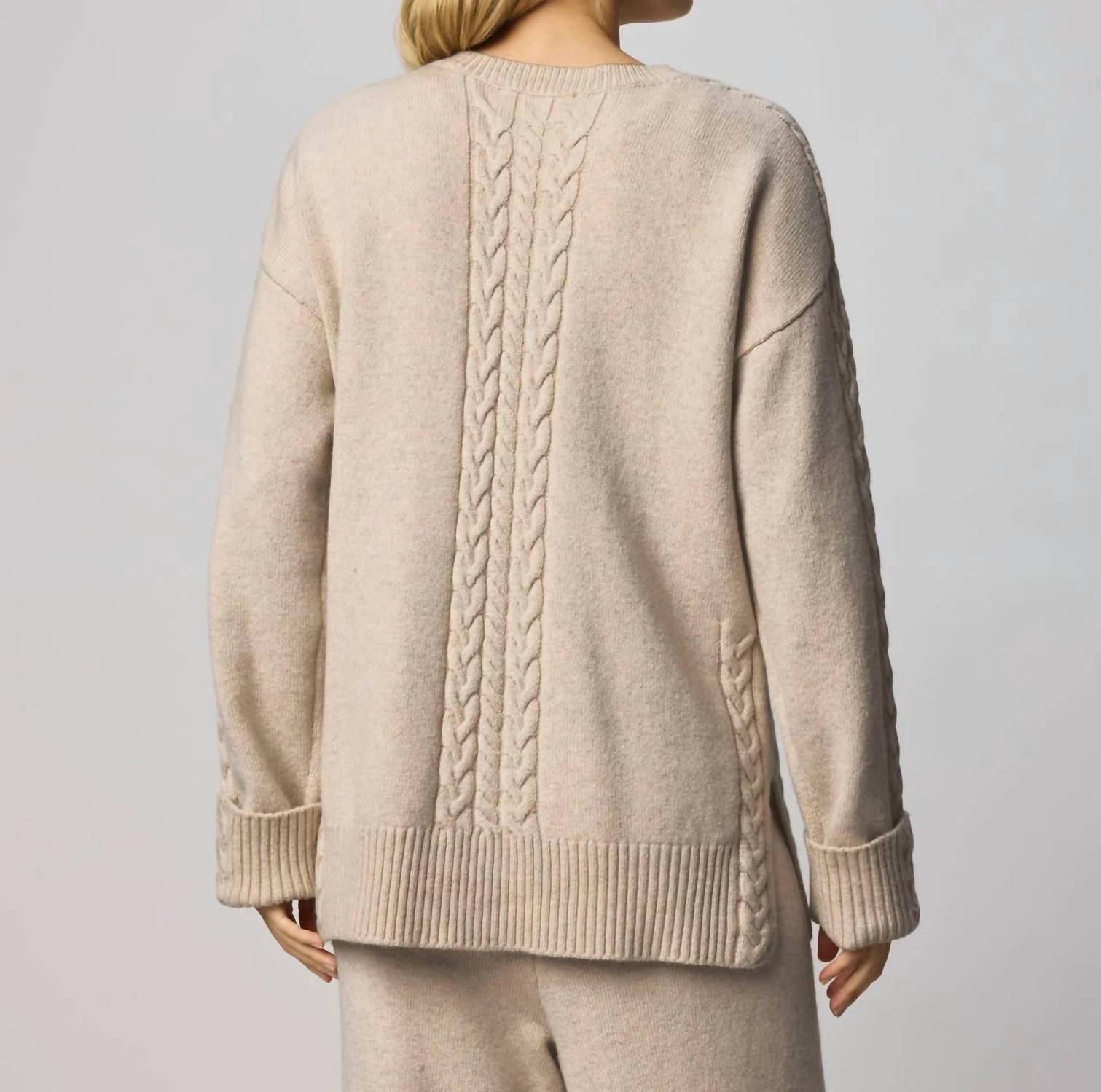 Splendid Jet Set Crewneck Sweater in cappuccino heather - women's sweater - alternate view