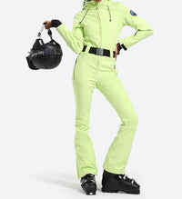 Gsou Snow Women’s Classic Belted Ski Suit in neon green - women's pants - view 4