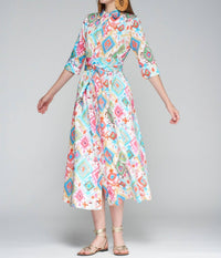 Vilagallo Ikat Midi Dress in multi - women's dress
