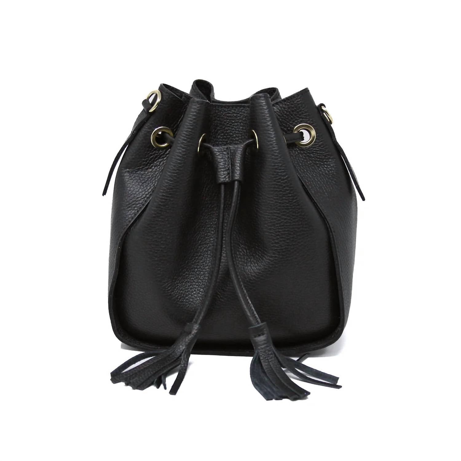 German Fuentes - Women's Leather Bucket Bag With Tassels