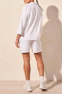 Tribal - 3/4 Sleeve Henley Top With Side Slits