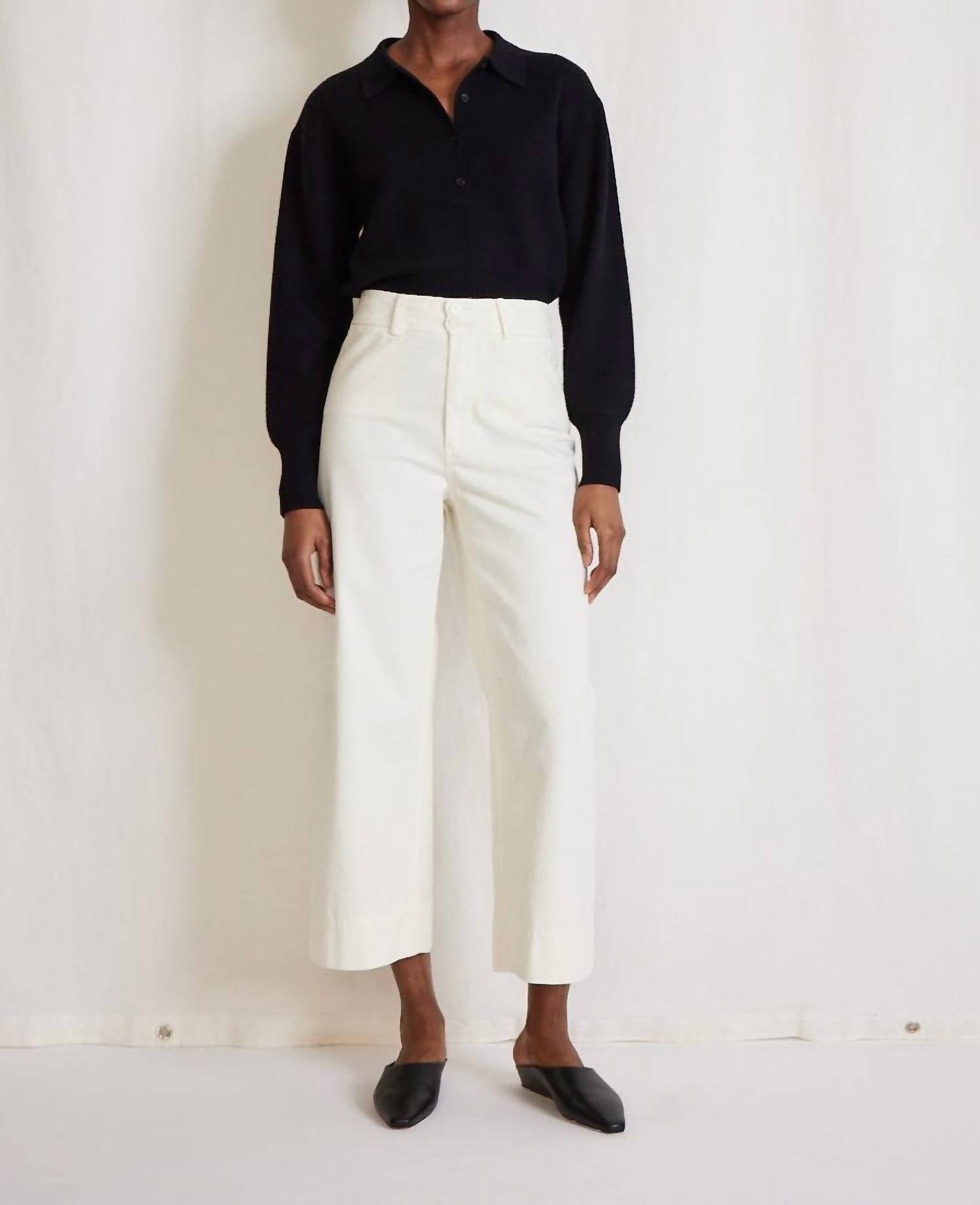 APIECE APART Classic Merida High Rise Fit Wide Leg Pant in cream - women's pants