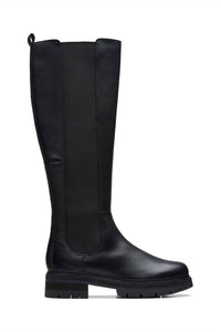 Clarks Women's Orianna Long Knee High Boot in black leather - women's shoe