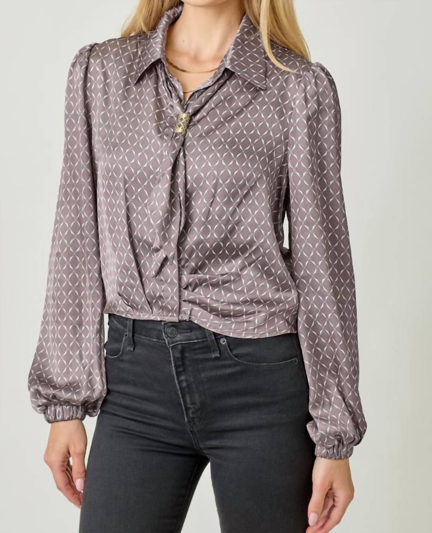 Mystree - Scarf Long Sleeve Blouse