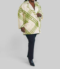 Tricot Chic - Oversized Plaid Coat - Plus Size