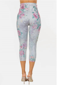 M.Rena - Antique Baroque Floral Print Crop Leggings