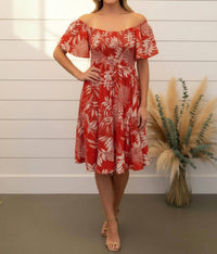She + Sky - Bell Short Sleeve Smocked Mini Dress