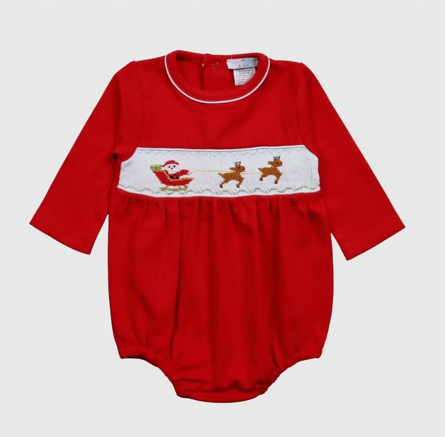 Baby Loren - Kid's Santas Sleigh Smocked Bubble Romper