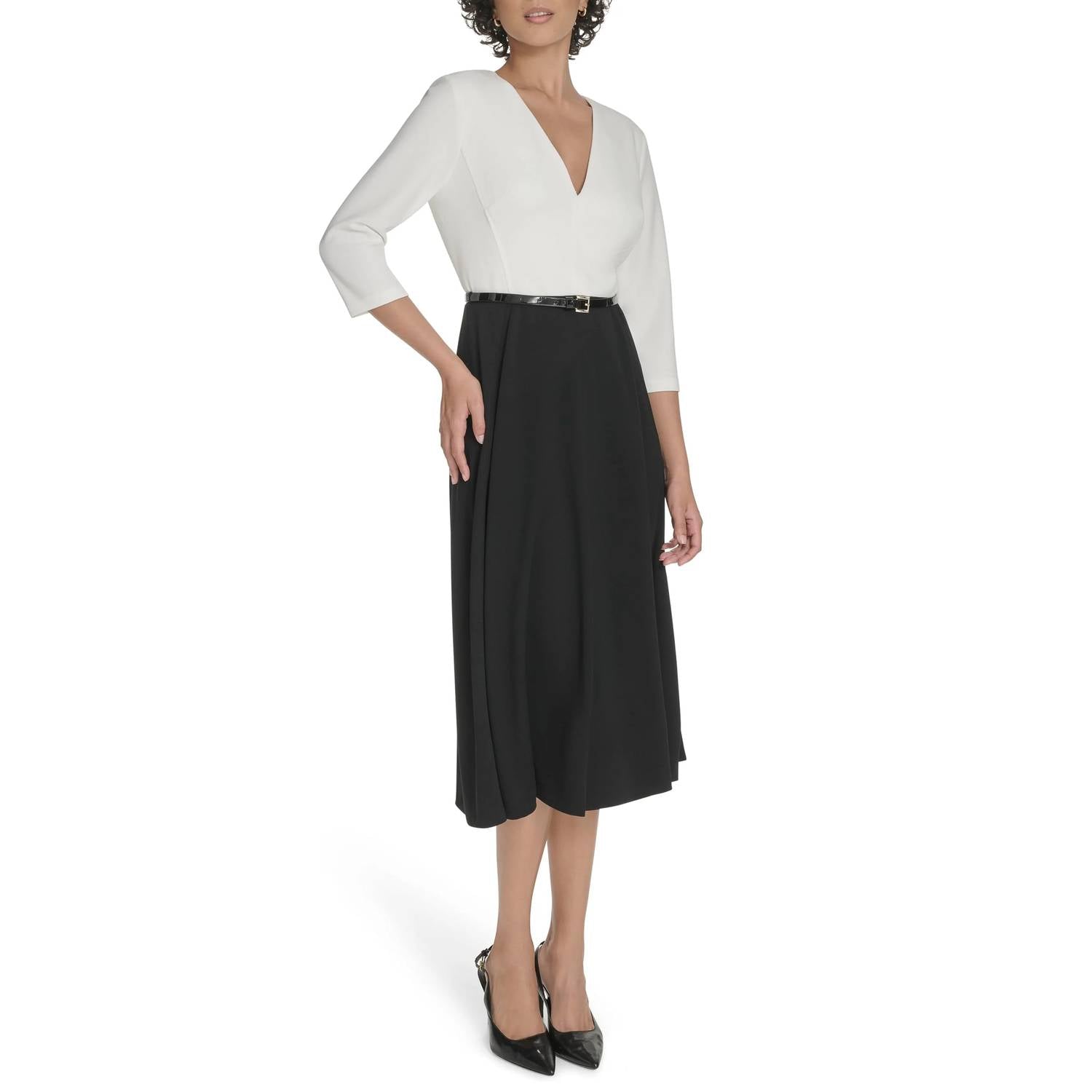 Tommy Hilfiger - V-neck Colorblock Midi Dress