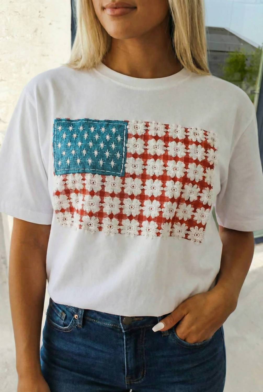 Aapparella - Fancy Embroidered Patch Flag Tee