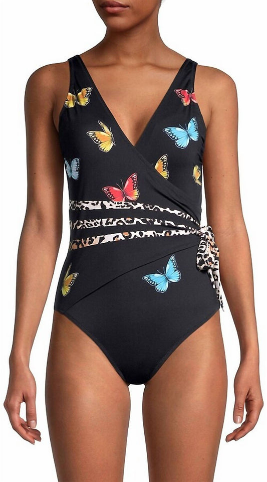 MONARCH BUTTERFLY PRINT WRAP SWIMSUIT