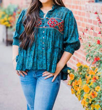 Layerz Clothing - Embroidered Paisley Top