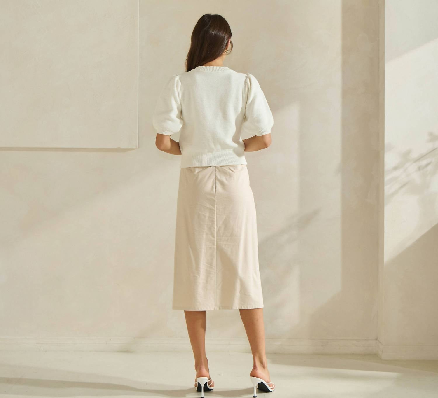 Able - Begged and Pleated Midi Skirt