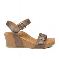 Aetrex Women's Lexa Wedge Sandal in bronze - women's sandal - detail view