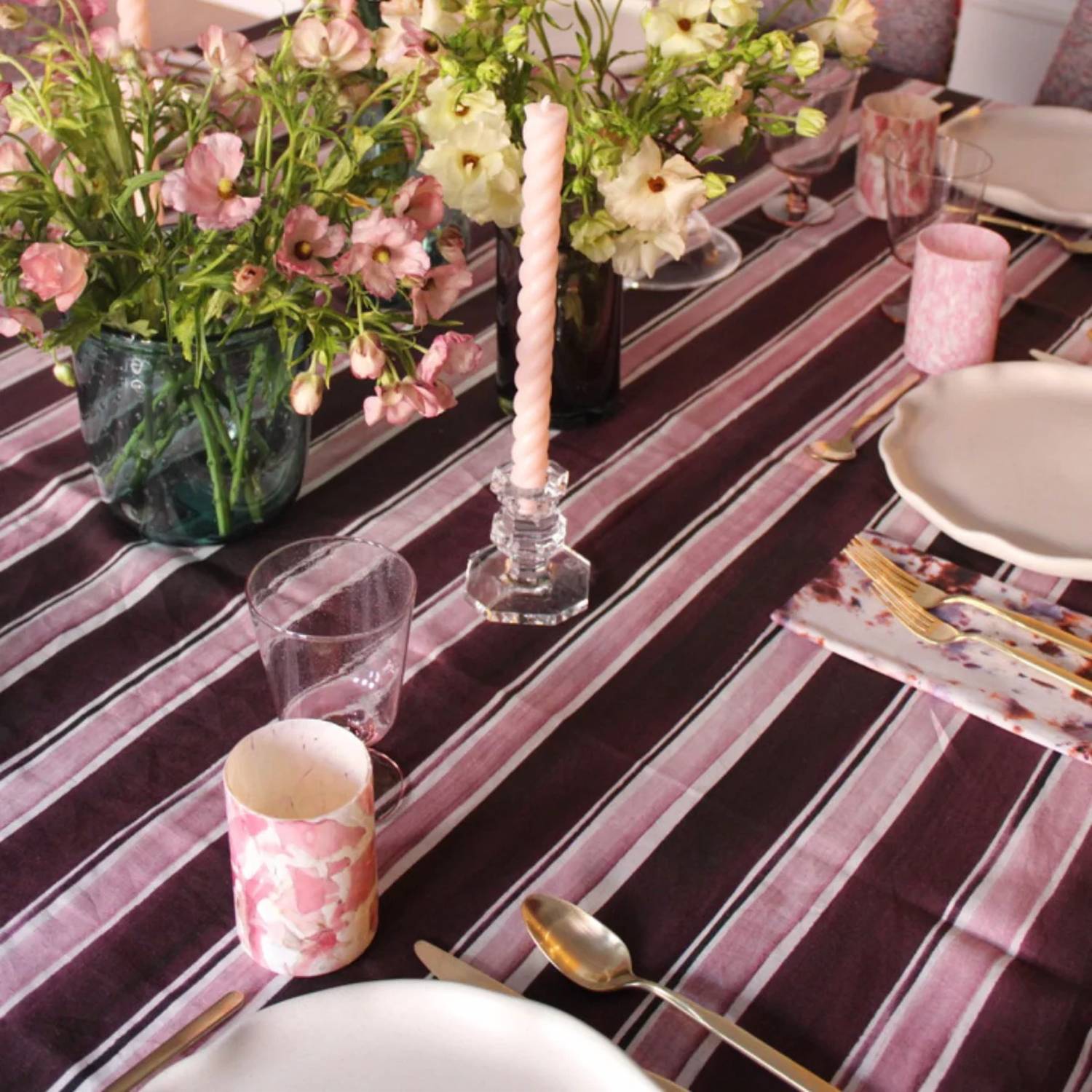 Goldie Home - Rose Stripe Tablecloth