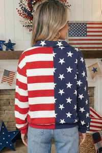 Shewin - American Zip Collar Pullover Top