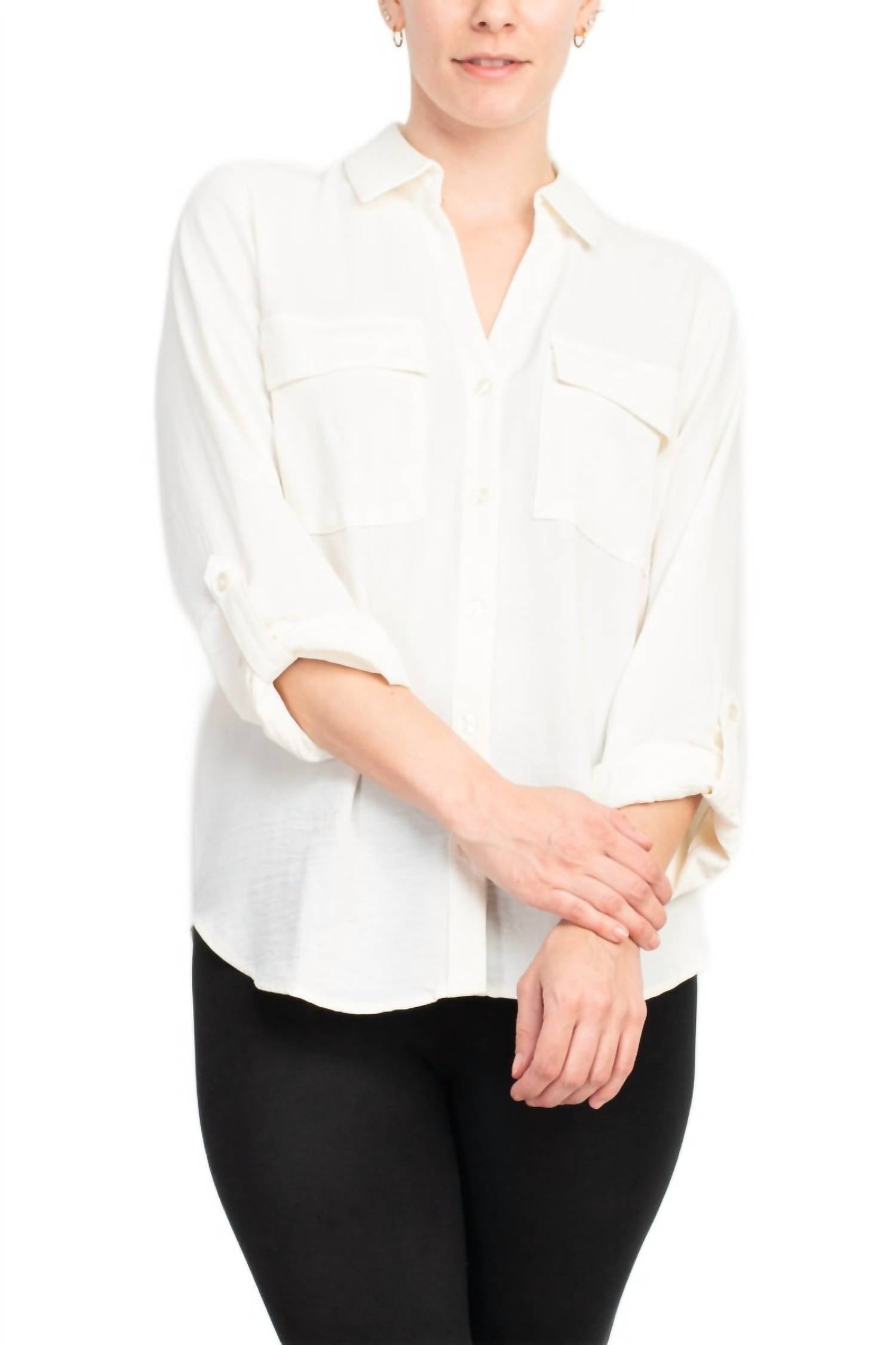 Zac & Rachel - Long Sleeve Solid Crepe Top