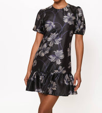 hutch Rayan Mini Dress in navy vining buds - women's dress