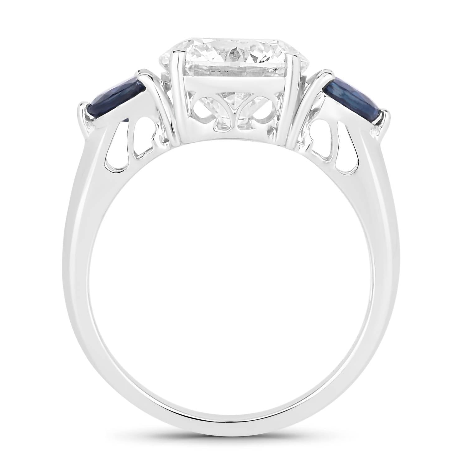Diana M Jewels Women's Round Lab-grown Diamond Fashion Ring (4.30 Ct) - Statement in 14k white gold - women's jewelry - detail view