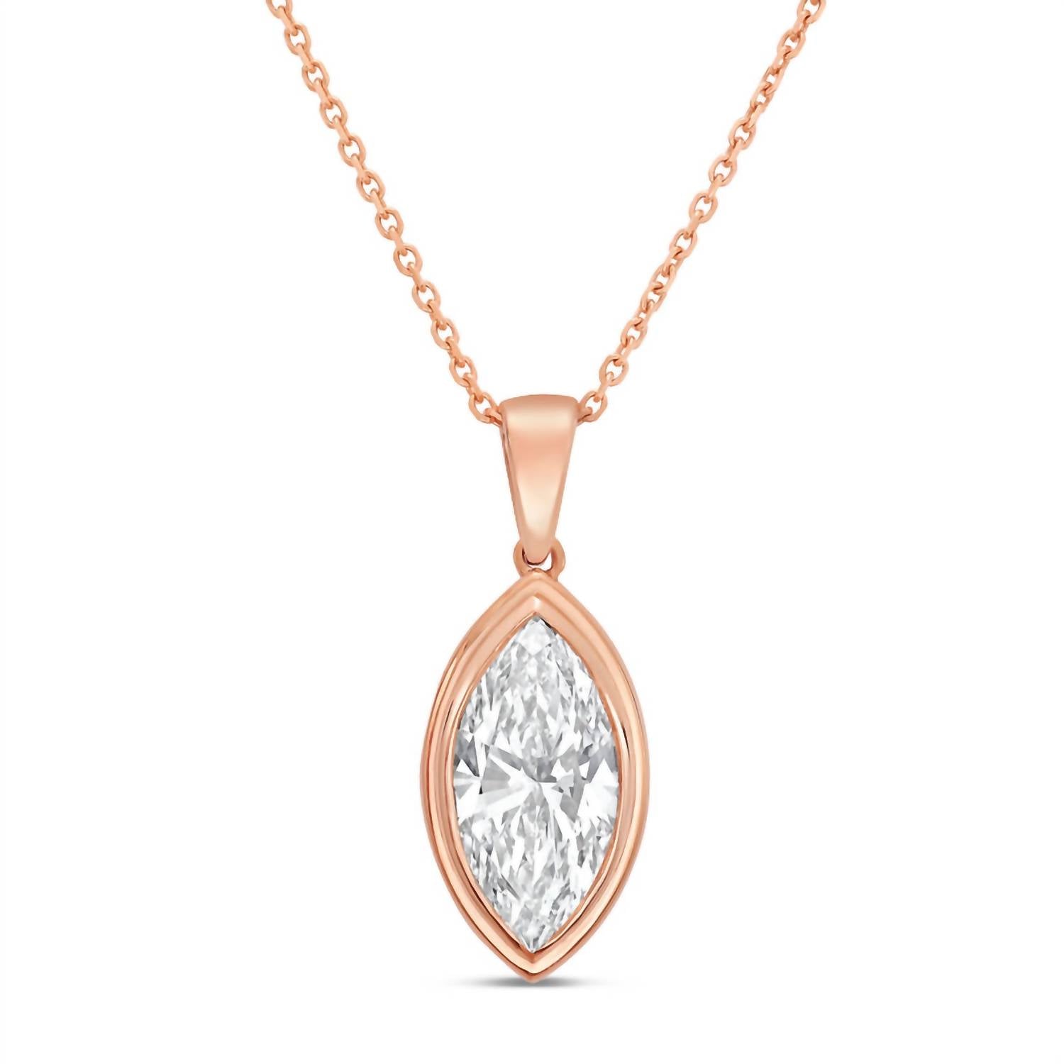 Diana M Jewels - Women's Marquise Lab-Grown Diamond Pendant Necklace (3.00 Ct) - Signature